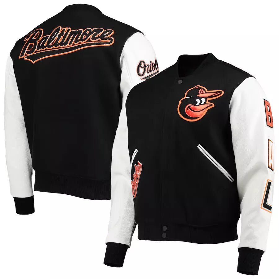 Letterman Baltimore Orioles Pro Standard Black and White Varsity Jacket - MLB - Image 3