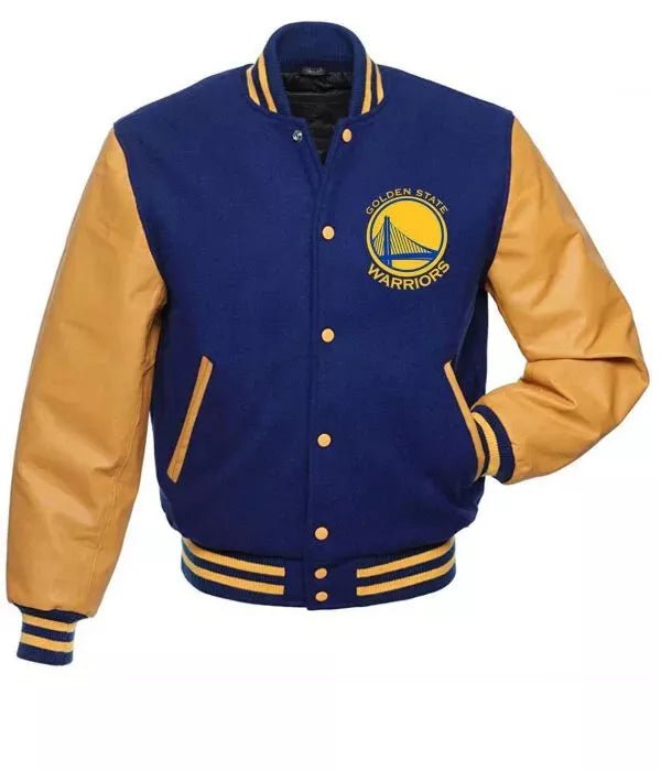 Letterman Golden State Warriors Blue and Yellow Varsity Jacket - NBA