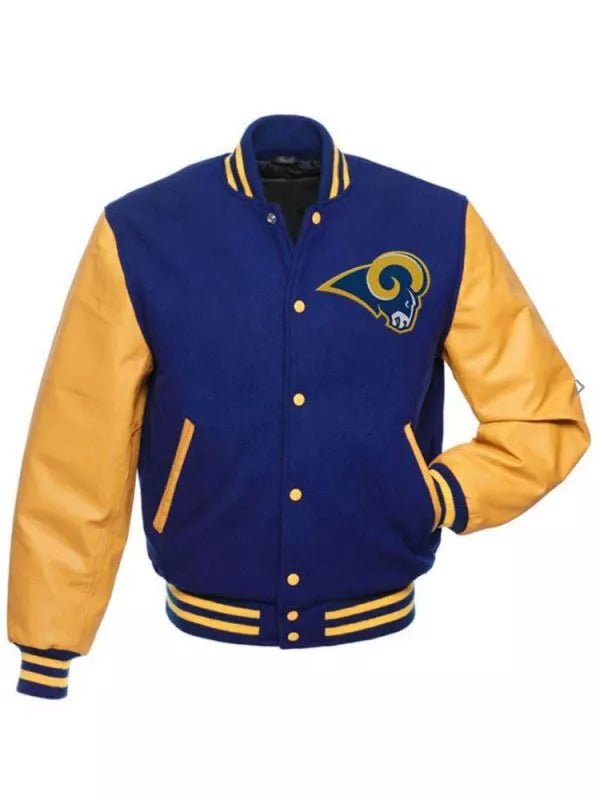 Letterman Los Angeles Rams Blue and Yellow Varsity Jacket - NFL