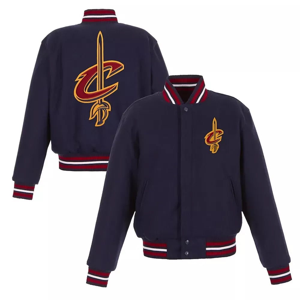 Men Letterman Cleveland Cavaliers Navy Blue All Wool Varsity Jacket - NBA - Image 3