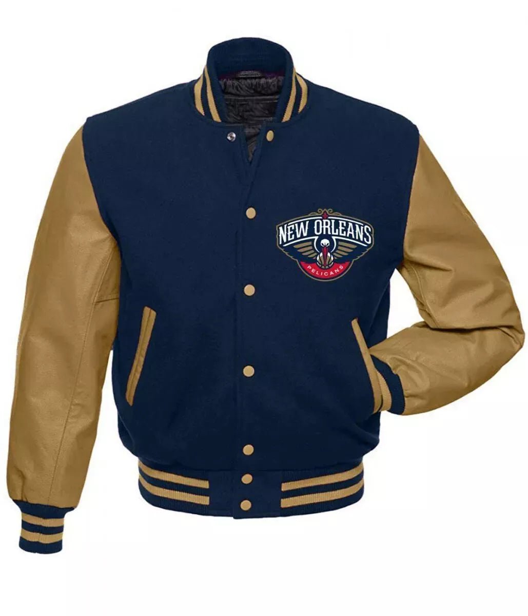 Letterman New Orleans Pelicans Glorious blue and brown Varsity Jacket - NBA