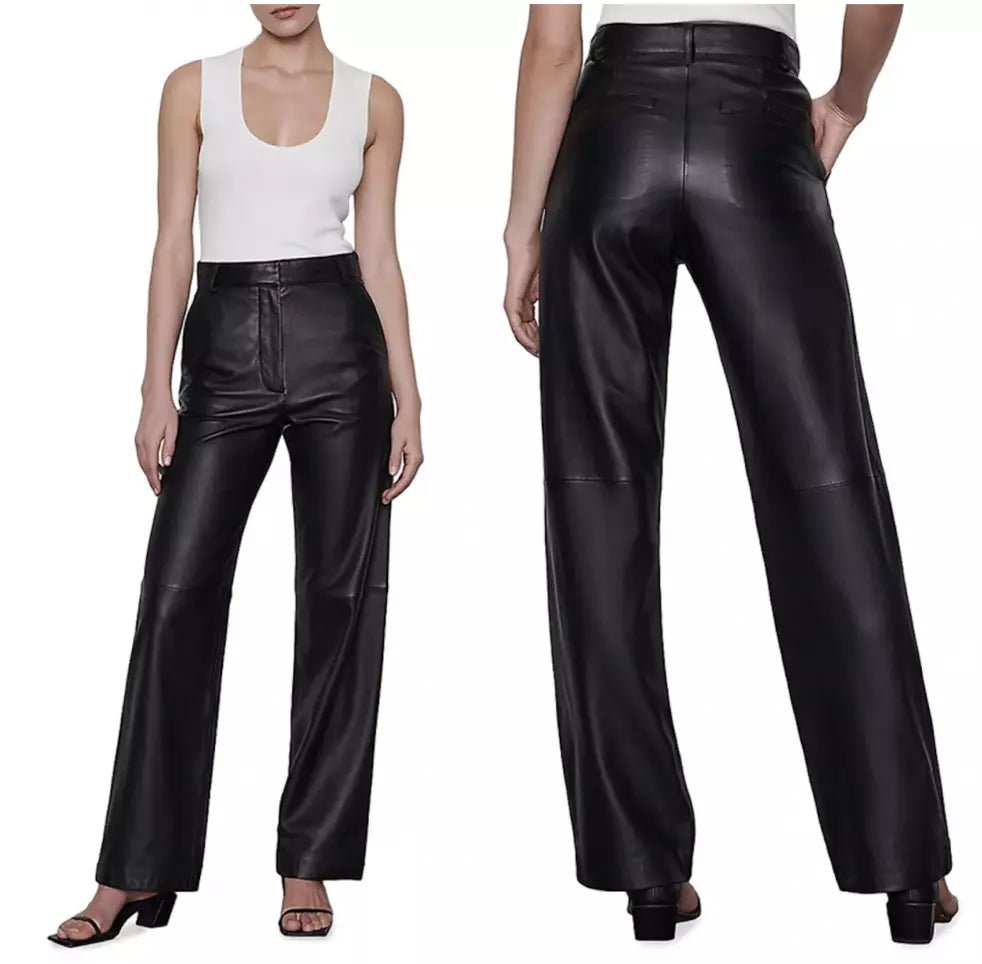 BLACK LEATHER STRAIGHT-LEG PANTS BUTTERY SOFT