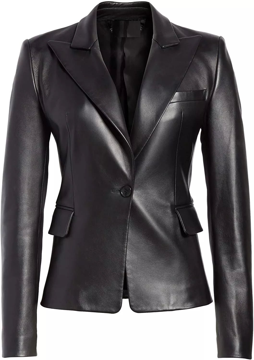 Leather Jacket Blazer Women Size Women lamb skin  Coat Fitted  Black