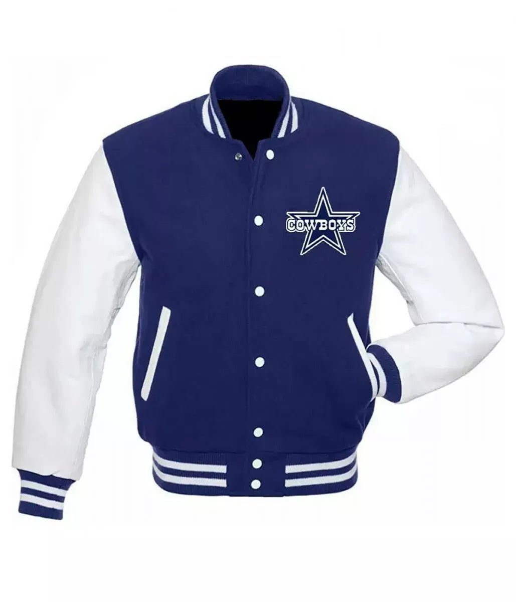 Men Letterman Dallas Cowboys Blue and White Varsity Jacket - NFL