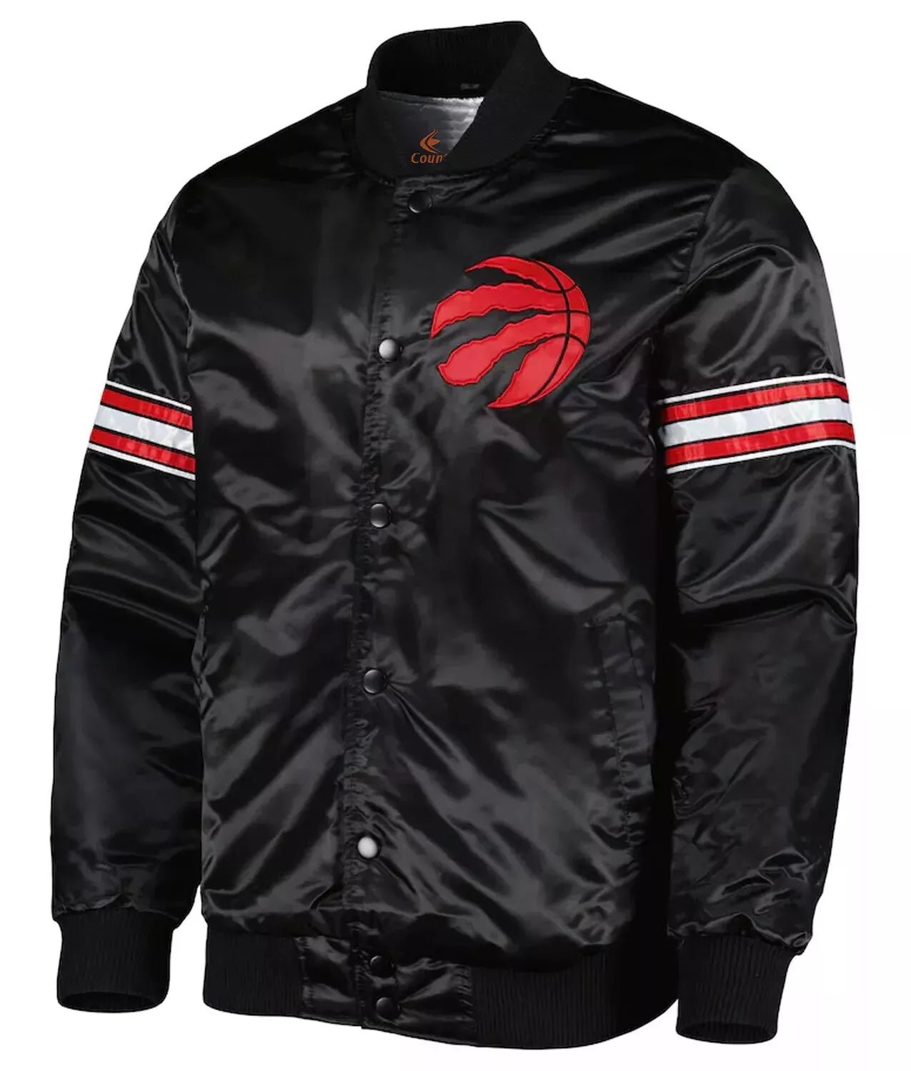 Toronto Raptors Black Satin Letterman Bomber Varsity Jacket - NBA