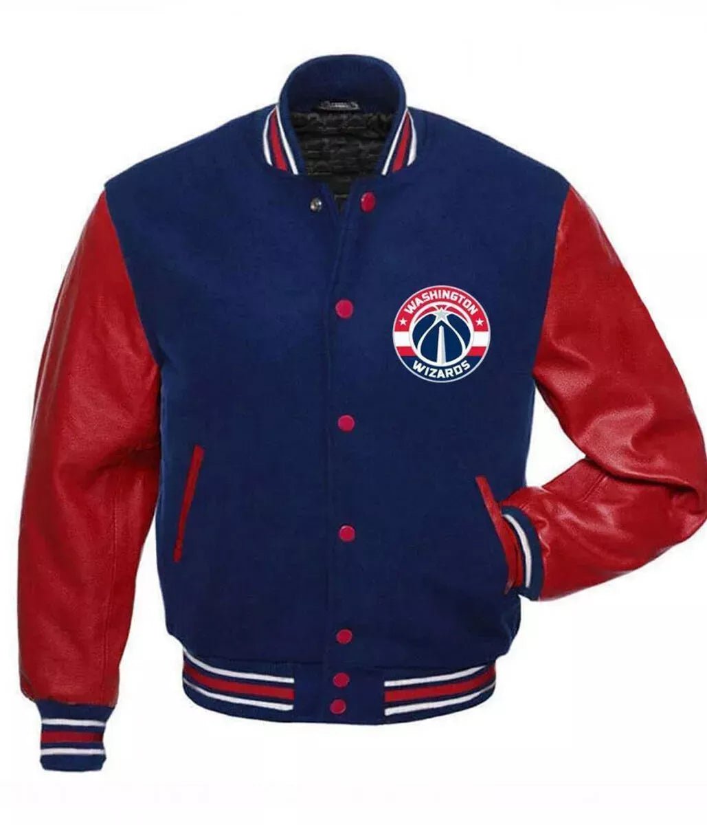 Men Letterman Washington Wizards Blue and Red Varsity Jacket - NBA