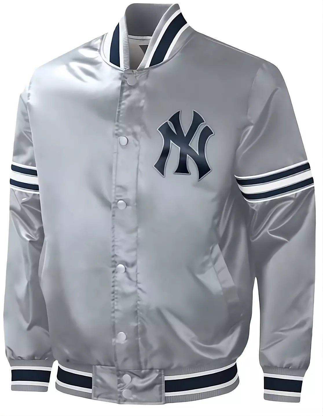 Men Gray New York Yankees Slider Satin Full-Snap Varsity Jacket - MLB