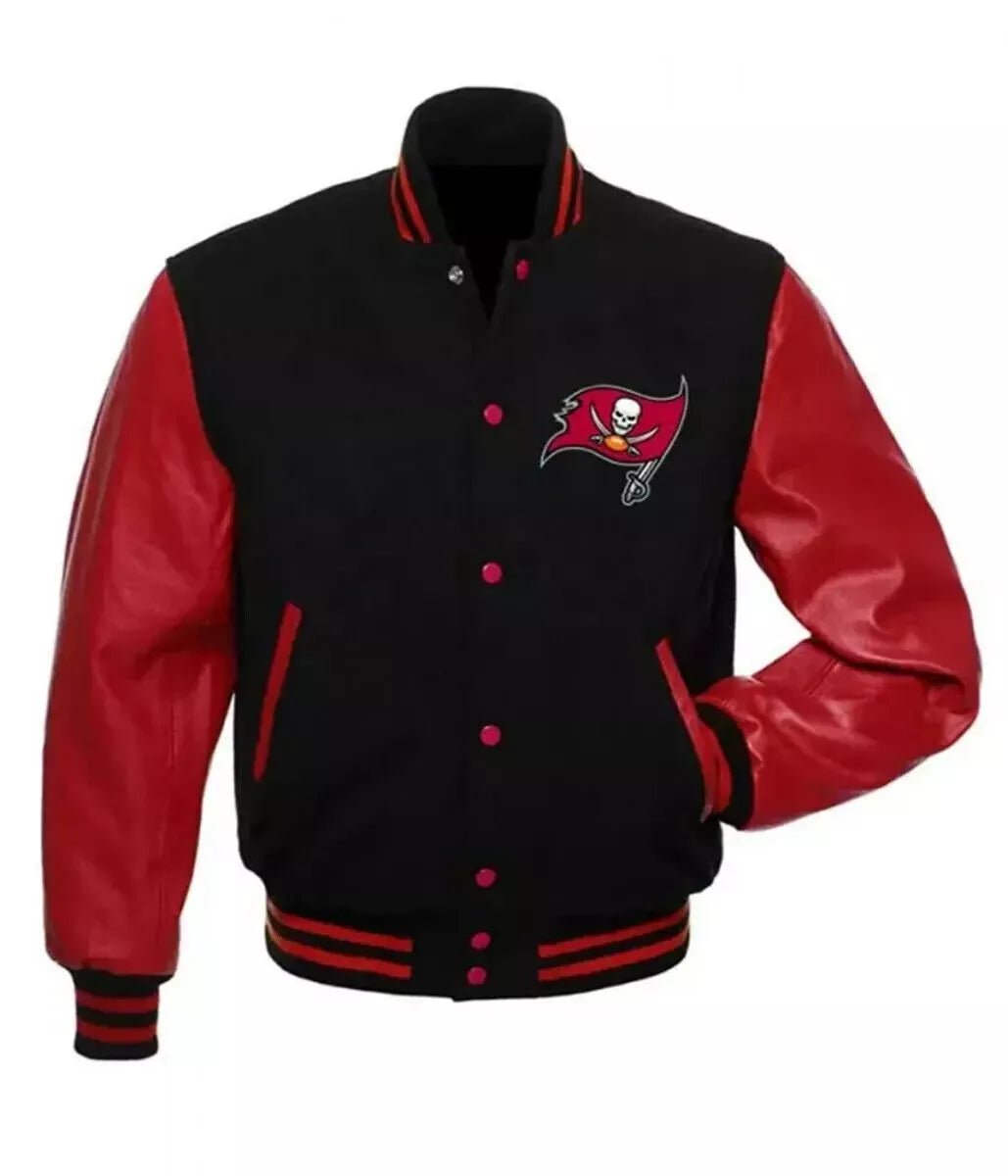 Letterman Tampa Bay Buccaneers Black and Red Varsity Jacket - NFL