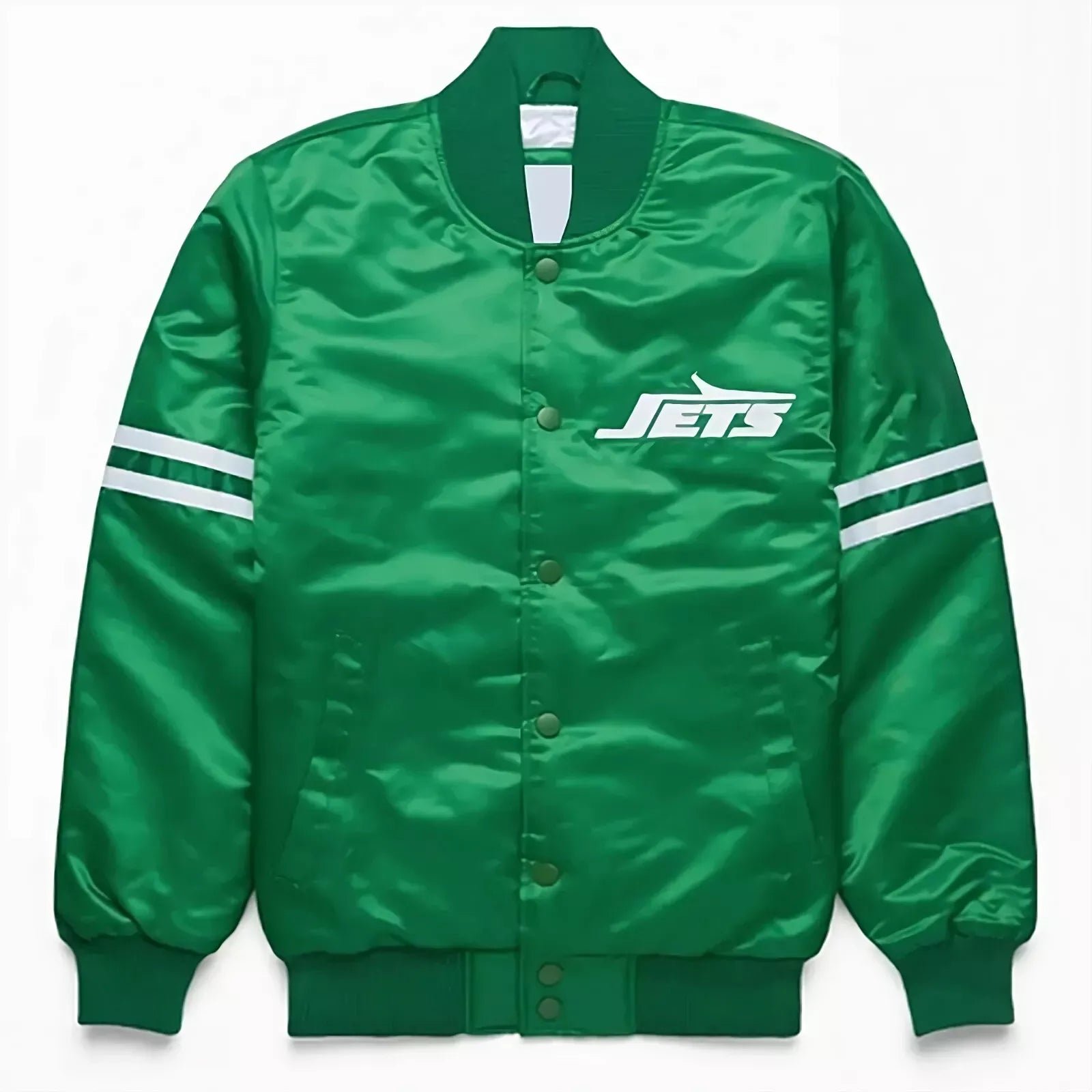 80s NFL New York Jets Green Satin Bomber Letterman Baseball Varsity Jacket green