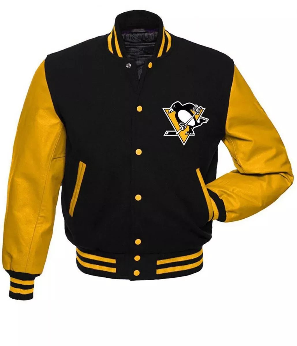 Letterman Pittsburgh Penguins Black and Yellow Varsity Jacket - NHL