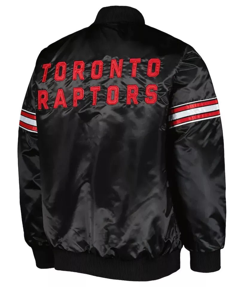 Toronto Raptors Black Satin Letterman Bomber Varsity Jacket - NBA - Image 2