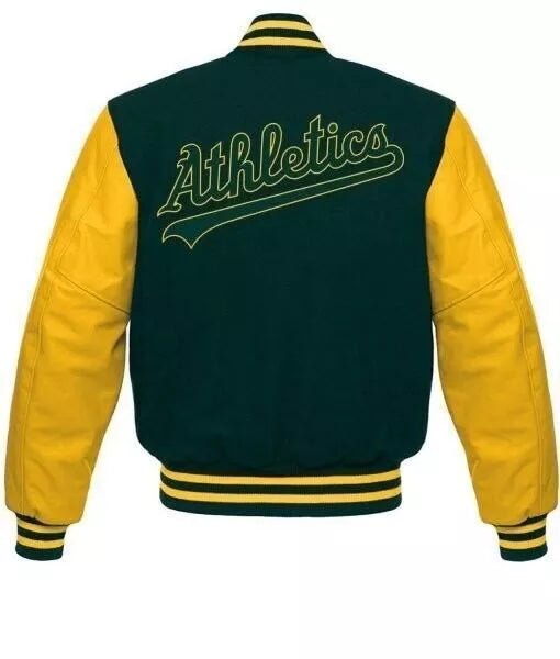 Letterman Oakland Athletics Varsity Jacket Green and Yellow - MLB - Image 2
