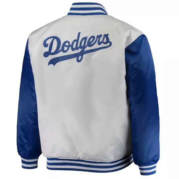 Los Angeles Dodgers White Satin Varsity Jacket Full-snap Embroidery logos - MLB - Image 2