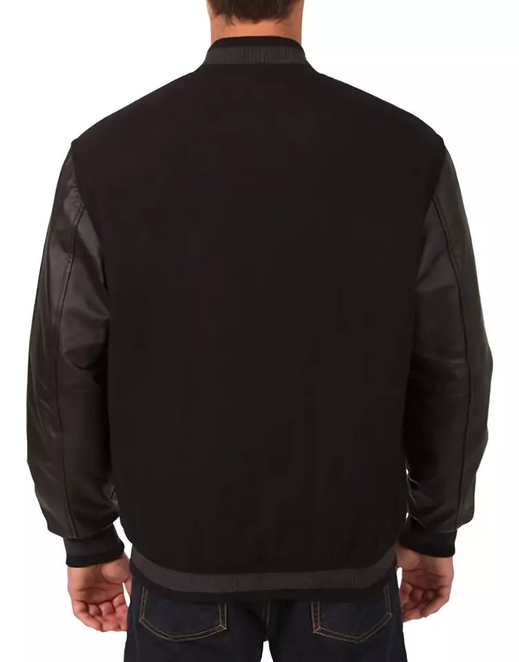 Men Oakland Athletics Black Letterman varsity jacket with Genuine Leather Sleeves - MLB - Image 2