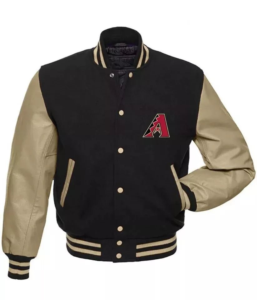 Letterman Arizona Diamondbacks Wool Varsity Jacket With Genuine Leather Sleeves - MLB