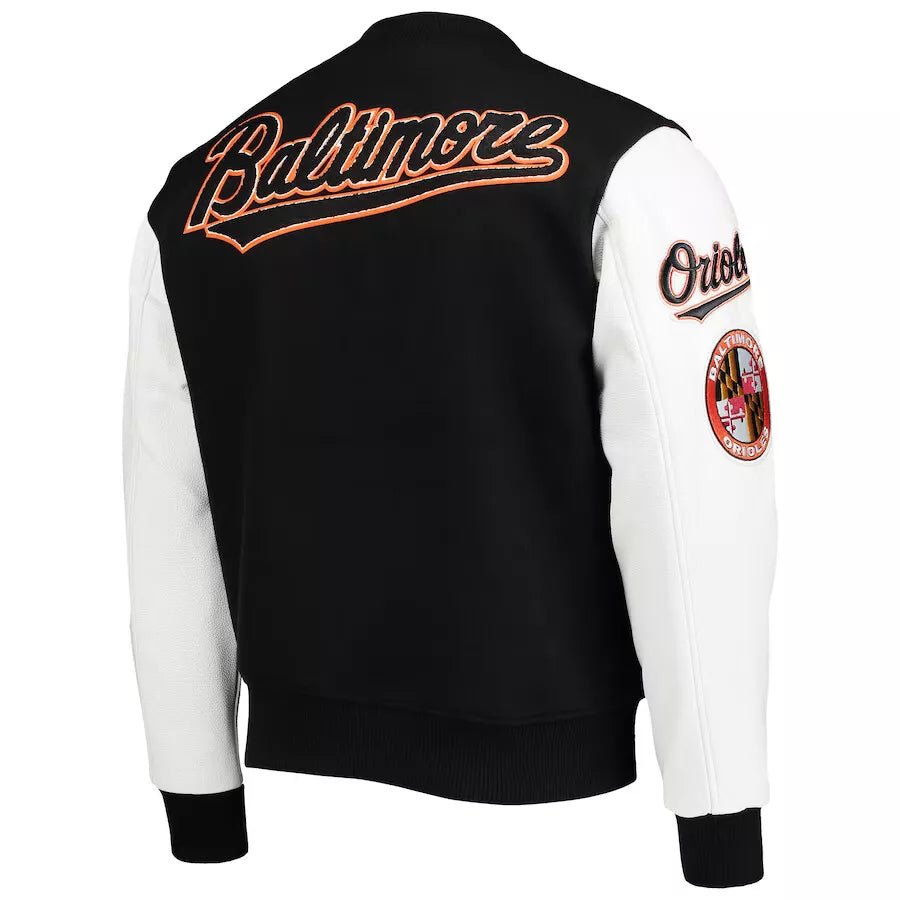 Letterman Baltimore Orioles Pro Standard Black and White Varsity Jacket - MLB - Image 2