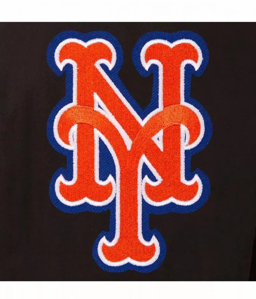 Men Letterman New York Mets Black Varsity Jacket - MLB - Image 3