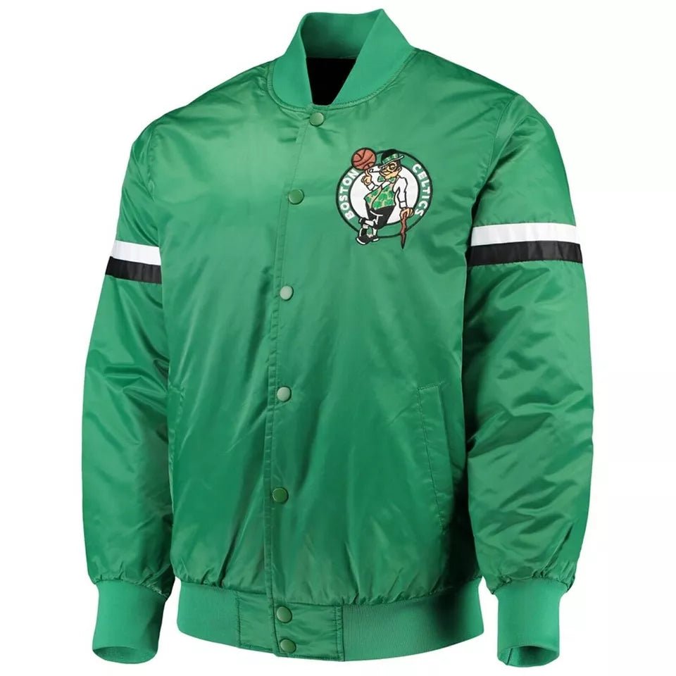 Boston Celtics Green Satin Bomber Letterman Varsity Jacket green - NBA