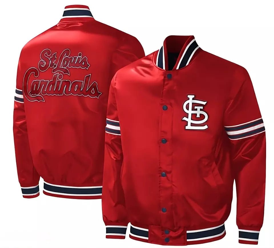 Men St. Louis Cardinals Satin Red varsity Jacket Full-Snap with Embroidery logos - MLB - Image 3