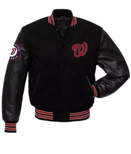 Letterman Washington Nationals Varsity Jacket Black - MLB