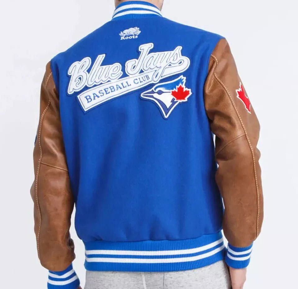 Men Letterman Toronto Blue Jays Blue and Brown Varsity Jacket - MLB - Image 2
