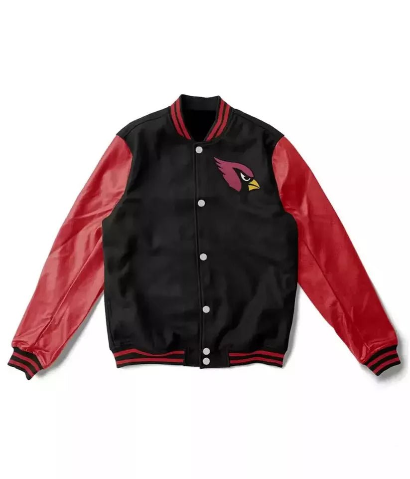 Arizona Cardinals Lettermen Black and Red Varsity Jacket black and red - NFL