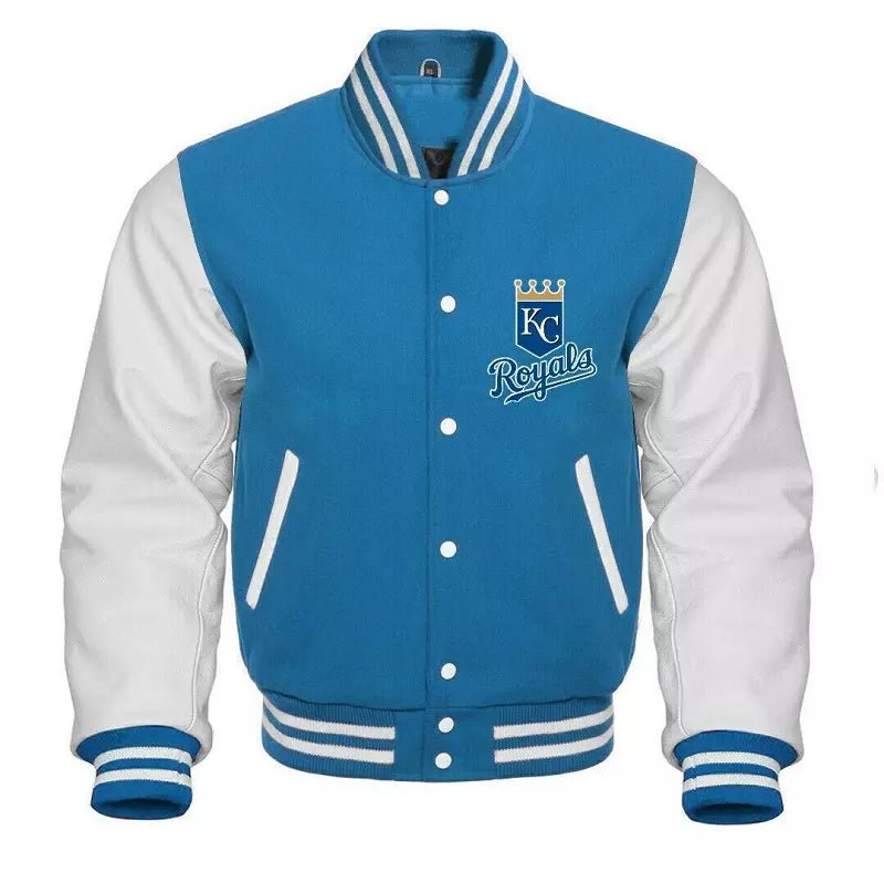 Men Letterman Kansas City Blue and White Varsity Jacket - MLB