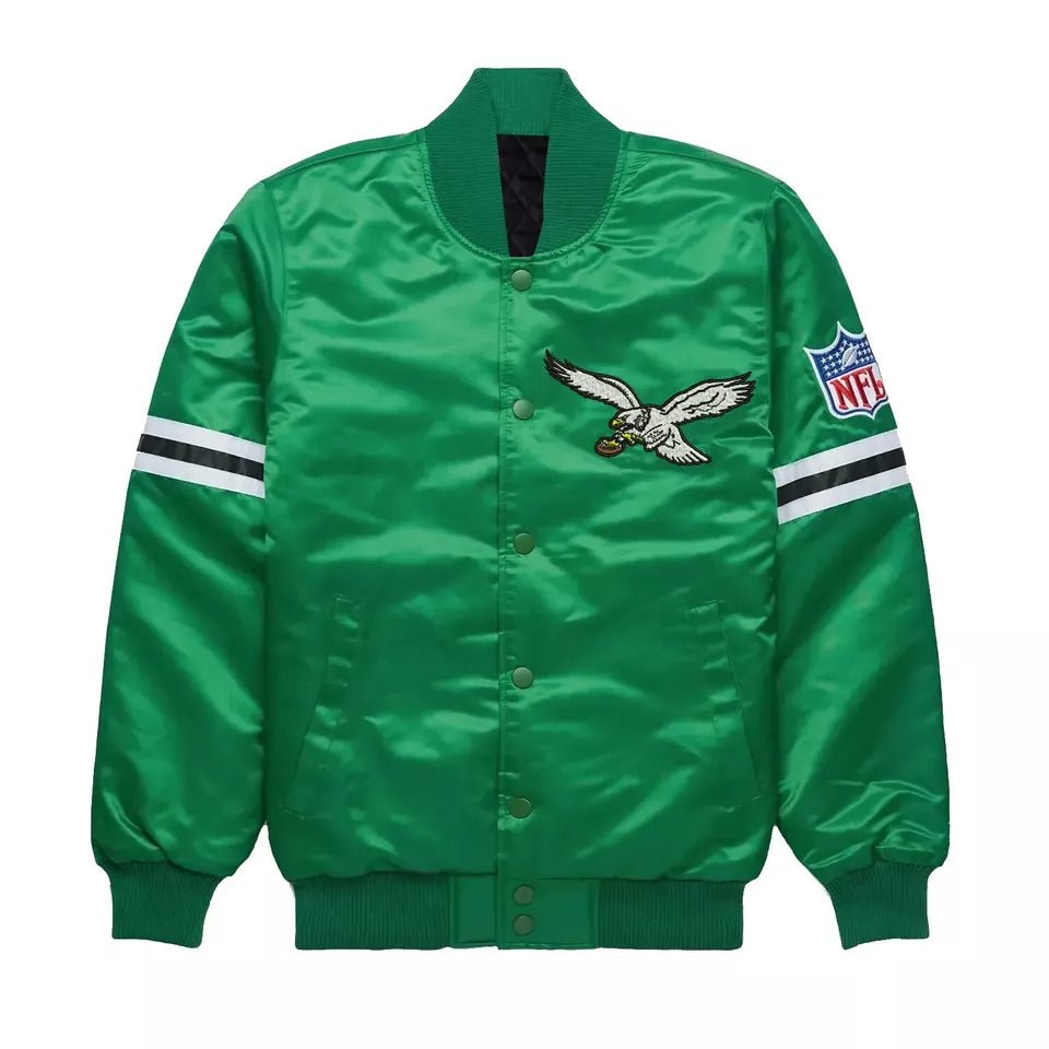 Classic Philadelphia Eagles 80s Satin Varsity Jacket Embroidery logos green - NFL