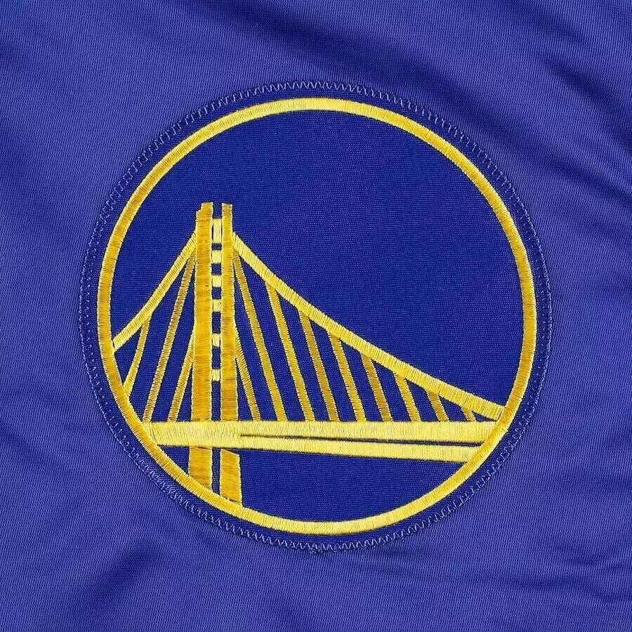 Men Golden State Warriors Blue Satin Letterman Varsity Jacket - NBA - Image 3