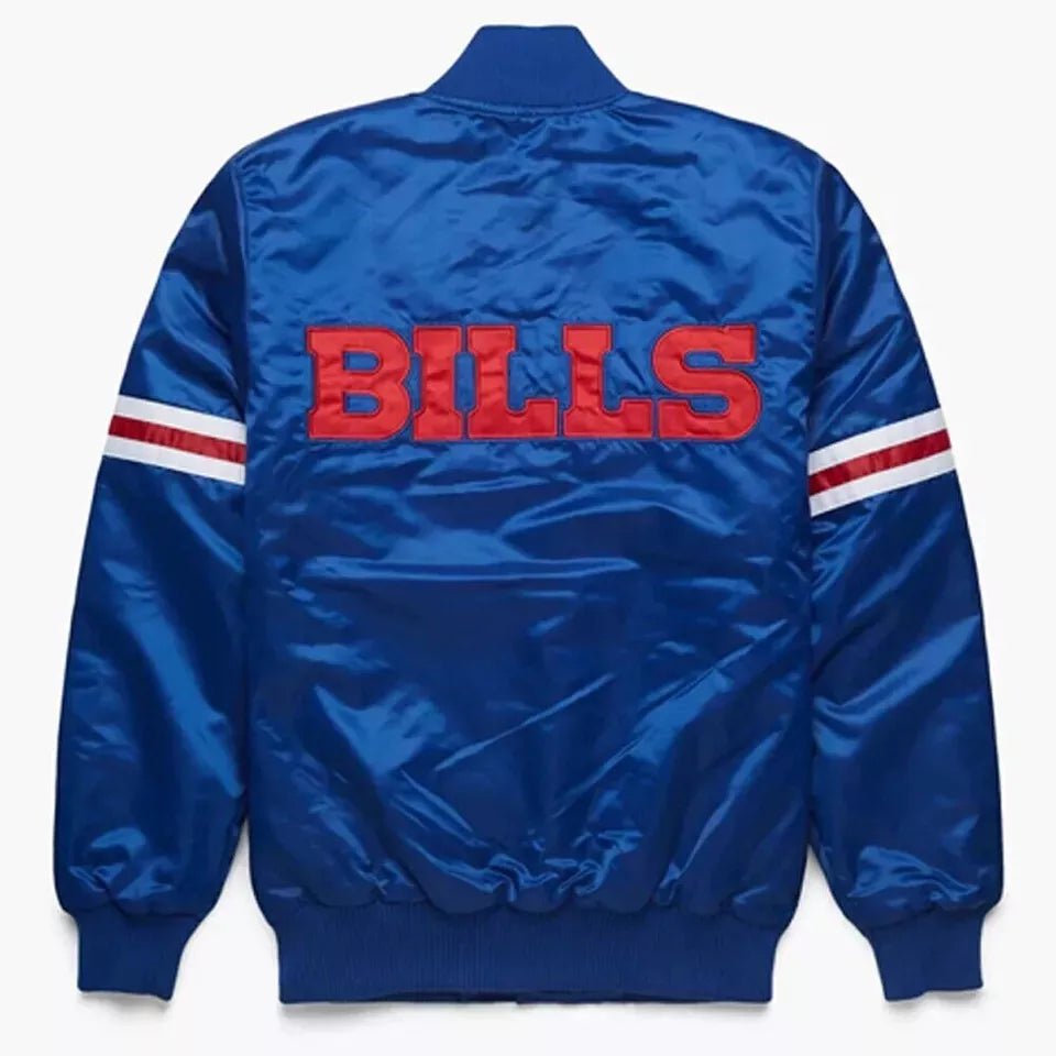 NFL Buffalo Bills Blue Satin Letterman Varsity Jacket blue - Image 2
