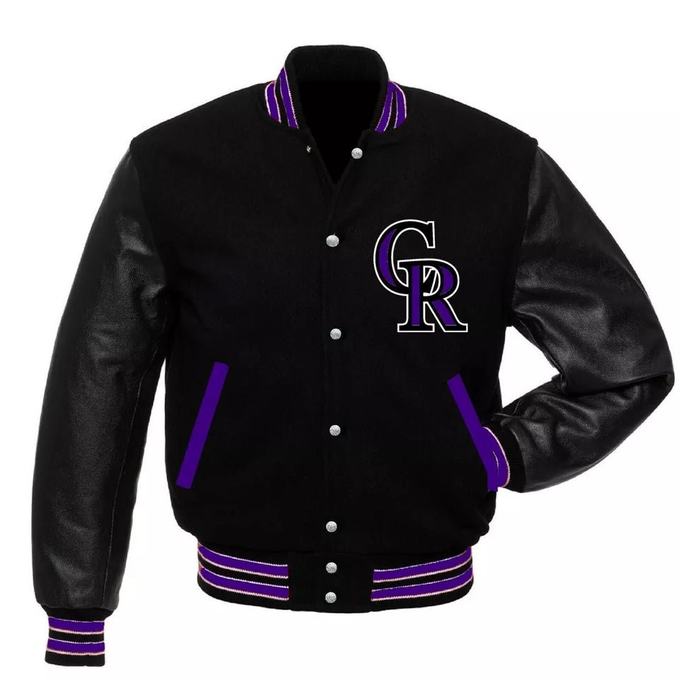 Letterman Colorado Rockies Black Varsity Jacket - MLB