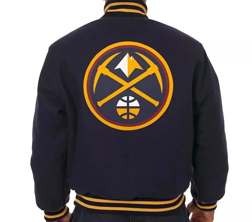 Men Letterman Denver Nuggets Navy Blue All Wool Varsity Jacket - NBA - Image 2