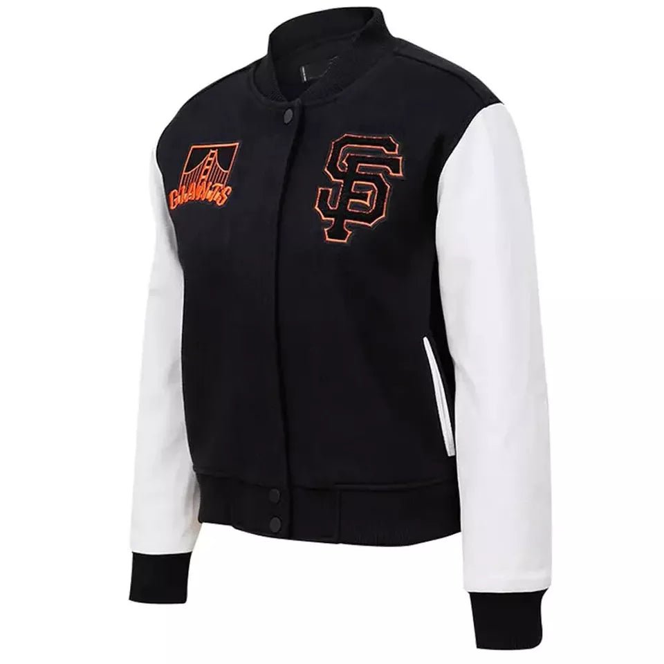 Men Letterman San Francisco Giants Black and White Varsity Jacket - MLB