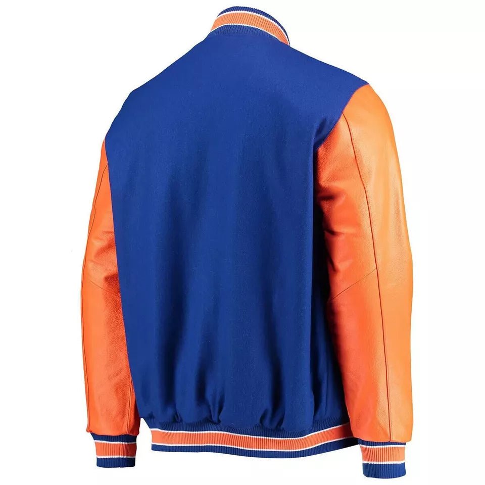 Men Letterman New York Mets Blue and Orange Varsity Jacket - MLB - Image 2