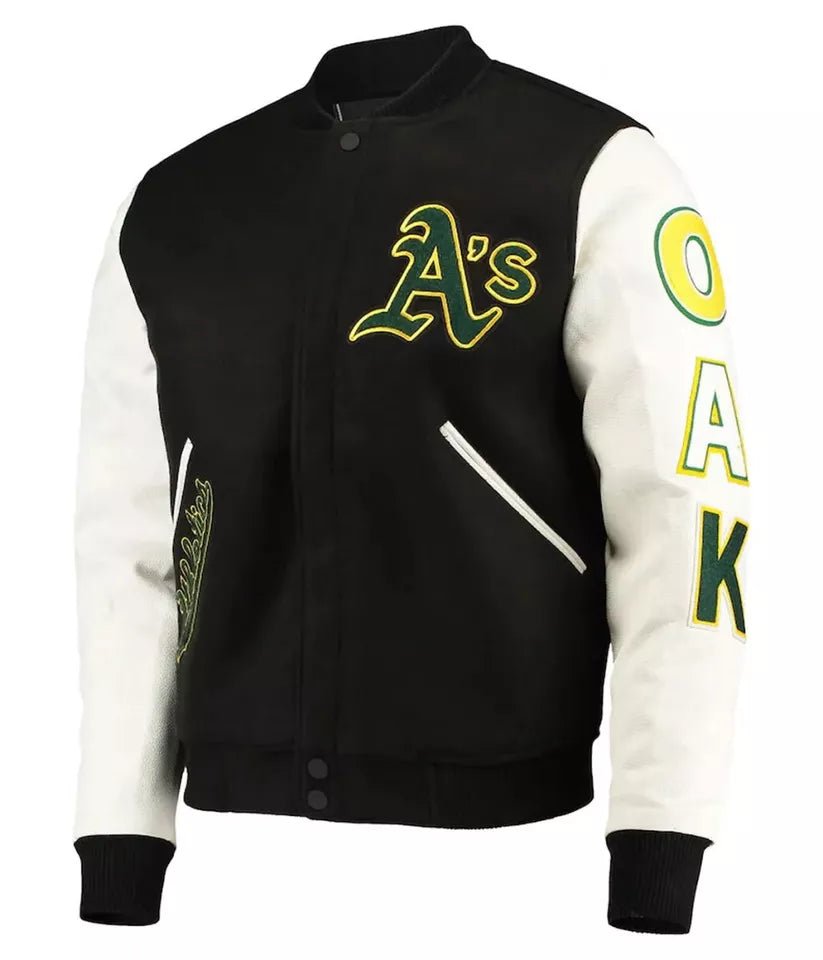 Letterman Oakland Athletics Black and White Varsity Jacket - MLB
