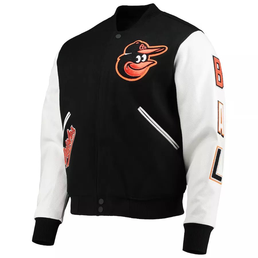 Letterman Baltimore Orioles Pro Standard Black and White Varsity Jacket - MLB