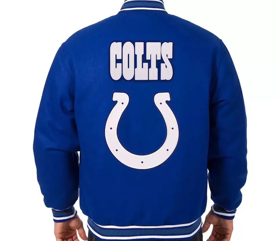 Men Letterman Indianapolis Colts Royal Blue All Wool Varsity Jacket - NFL - Image 2
