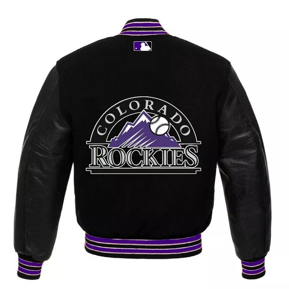 Men Letterman Colorado Rockies Black Varsity Jacket - MLB - Image 2