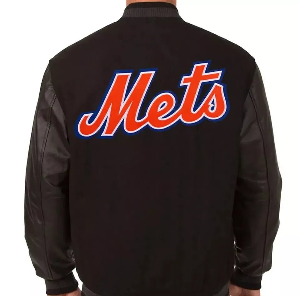 Men Letterman New York Mets Black Varsity Jacket - MLB - Image 2