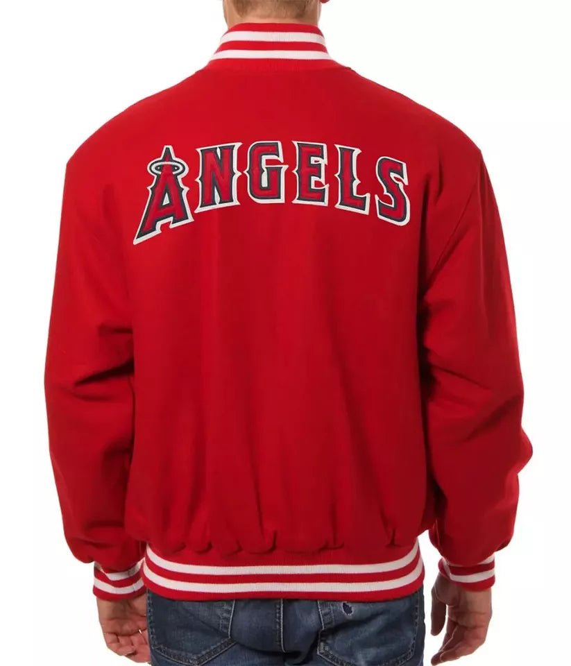 Men Letterman Los Angeles Angels Red All Wool Varsity Jacket - MLB - Image 2