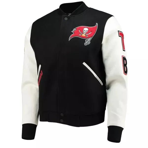 Letterman Tampa Bay Buccaneers Black and White Varsity Jacket - NFL
