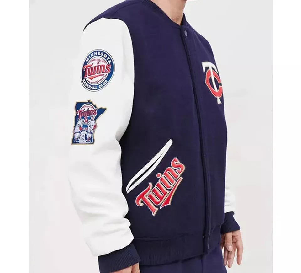 Men Letterman Minnesota Twins Navy and White Varsity Jacket - MLB - Image 2