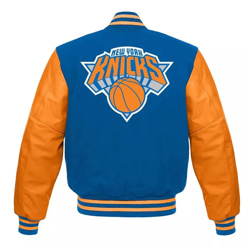 Letterman New York Knicks Blue and Orange Varsity Jacket - NBA - Image 2