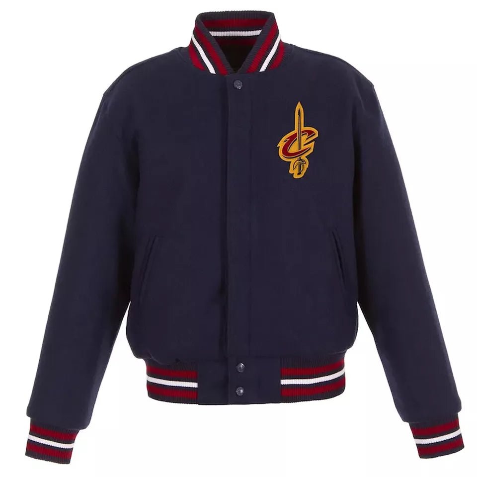 Men Letterman Cleveland Cavaliers Navy Blue All Wool Varsity Jacket - NBA