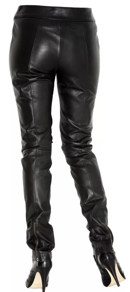 Leather Pants Size Leggings Women Pant Rise Vegan Skinny Trousers Soft Black - Image 2