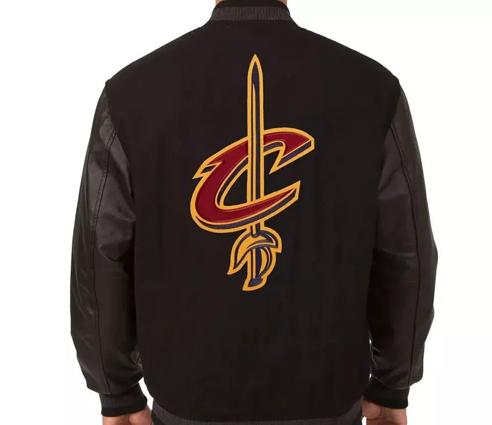 Men Letterman Cleveland Cavaliers Black Varsity Jacket - NBA - Image 2