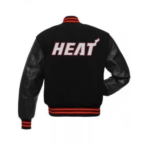 Men Letterman Miami Heat Black Varsity Jacket - NBA - Image 2