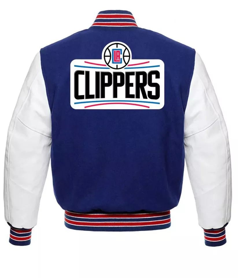 Men Letterman Los Angeles Clippers Blue and White Varsity Jacket - NBA - Image 2