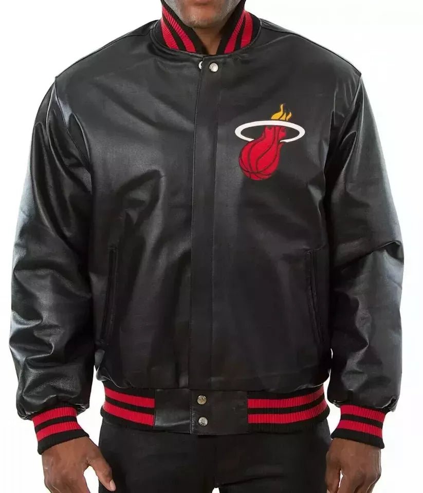 Miami Heat Genuine Leather Letterman Varsity Jacket with Leather Patches – NBA Fan Gear