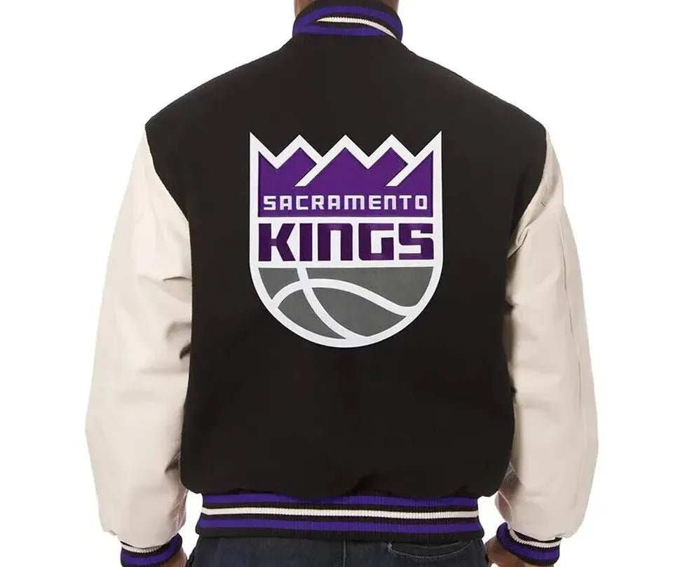 Men Letterman Sacramento Kings Black and White Varsity Jacket - NBA - Image 2